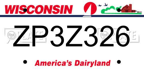 ZP3Z326 Wisconsin License Plate