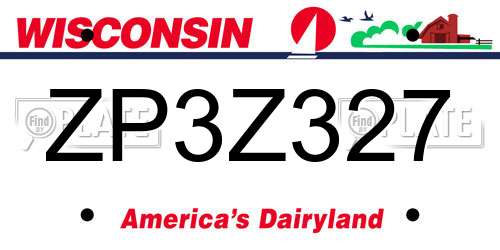 ZP3Z327 Wisconsin License Plate