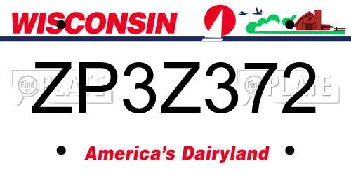 ZP3Z372 Wisconsin License Plate