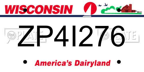 ZP4I276 Wisconsin License Plate