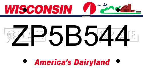 ZP5B544 Wisconsin License Plate