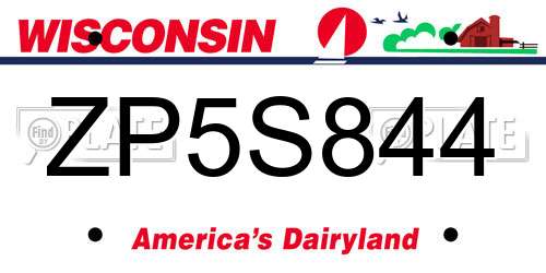ZP5S844 Wisconsin License Plate