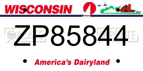 ZP85844 Wisconsin License Plate