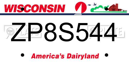 ZP8S544 Wisconsin License Plate