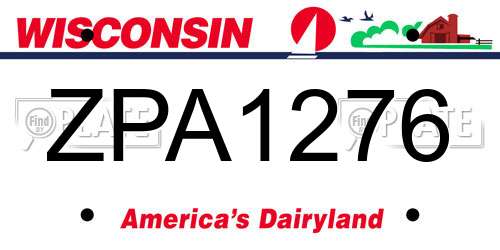 ZPA1276 Wisconsin License Plate