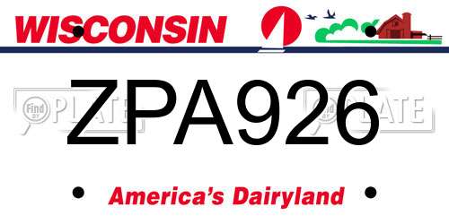 ZPA926 Wisconsin License Plate