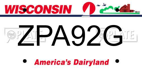ZPA92G Wisconsin License Plate