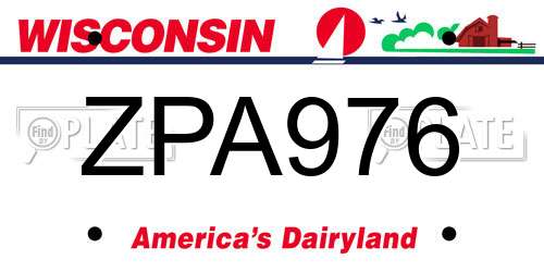 ZPA976 Wisconsin License Plate