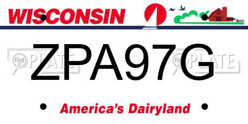 ZPA97G Wisconsin License Plate