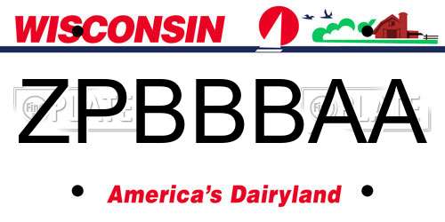 ZPBBBAA Wisconsin License Plate