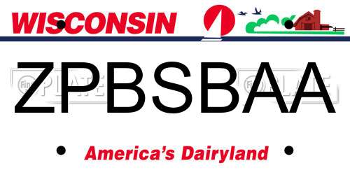 ZPBSBAA Wisconsin License Plate