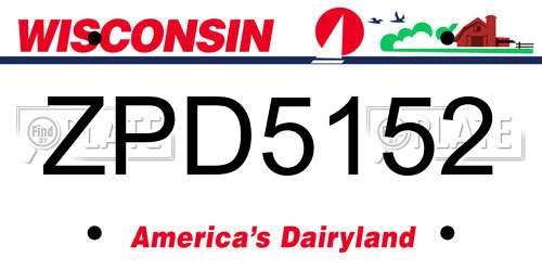 ZPD5152 Wisconsin License Plate