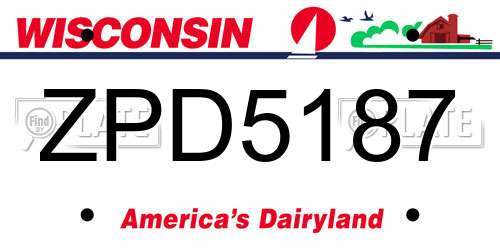 ZPD5187 Wisconsin License Plate