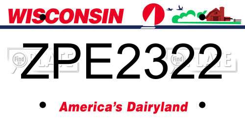 ZPE2322 Wisconsin License Plate
