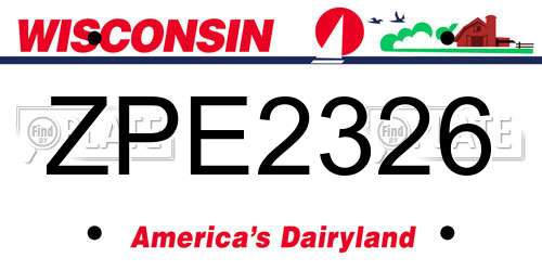 ZPE2326 Wisconsin License Plate