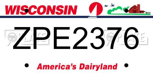ZPE2376 Wisconsin License Plate