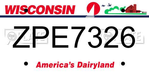 ZPE7326 Wisconsin License Plate
