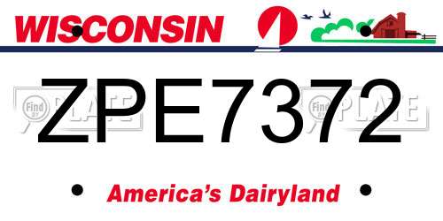 ZPE7372 Wisconsin License Plate