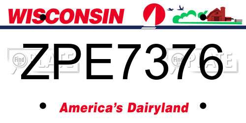 ZPE7376 Wisconsin License Plate
