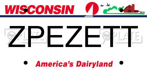 ZPEZETT Wisconsin License Plate