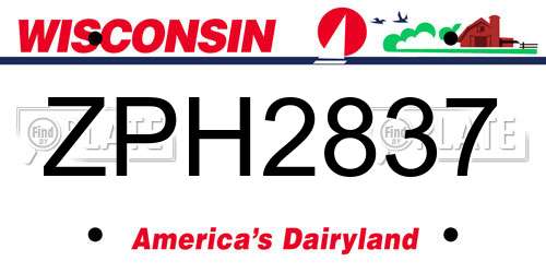 ZPH2837 Wisconsin License Plate