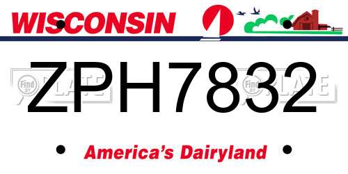 ZPH7832 Wisconsin License Plate