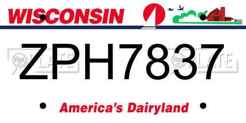 ZPH7837 Wisconsin License Plate