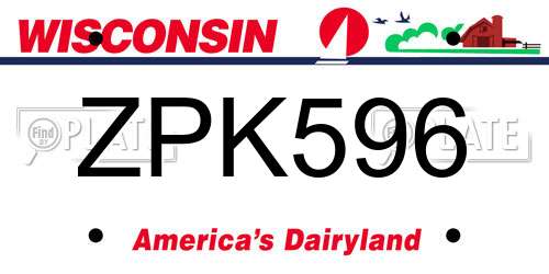 ZPK596 Wisconsin License Plate