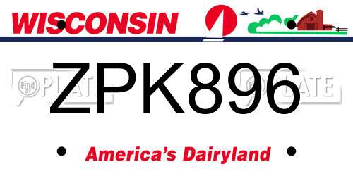 ZPK896 Wisconsin License Plate