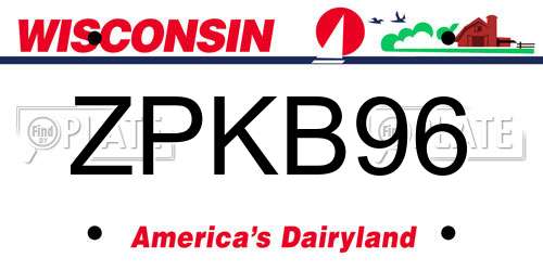 ZPKB96 Wisconsin License Plate
