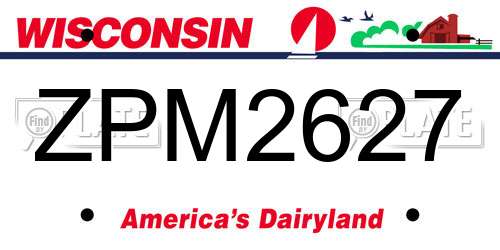 ZPM2627 Wisconsin License Plate