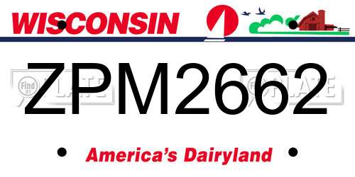 ZPM2662 Wisconsin License Plate