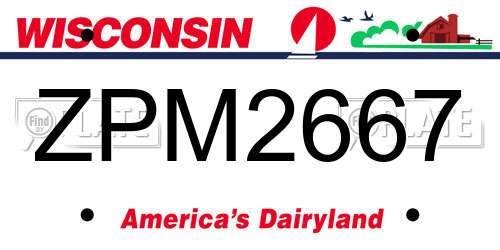 ZPM2667 Wisconsin License Plate