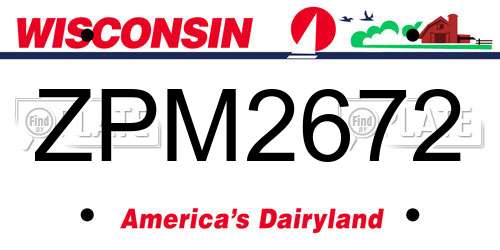 ZPM2672 Wisconsin License Plate