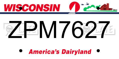 ZPM7627 Wisconsin License Plate