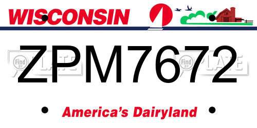 ZPM7672 Wisconsin License Plate