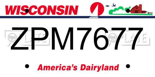 ZPM7677 Wisconsin License Plate