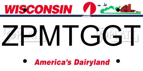ZPMTGGT Wisconsin License Plate