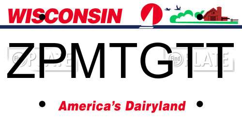 ZPMTGTT Wisconsin License Plate