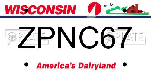 ZPNC67 Wisconsin License Plate