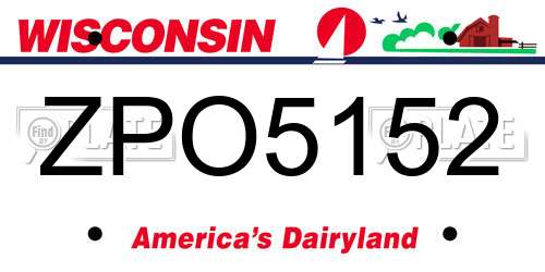 ZPO5152 Wisconsin License Plate