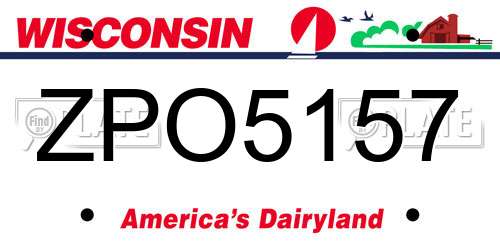 ZPO5157 Wisconsin License Plate