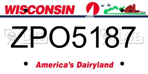 ZPO5187 Wisconsin License Plate