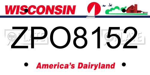 ZPO8152 Wisconsin License Plate