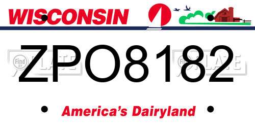 ZPO8182 Wisconsin License Plate