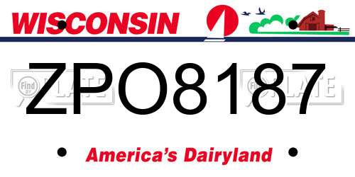 ZPO8187 Wisconsin License Plate