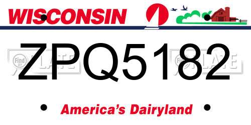 ZPQ5182 Wisconsin License Plate