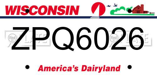 ZPQ6026 Wisconsin License Plate