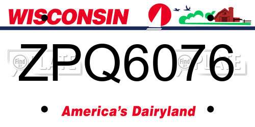 ZPQ6076 Wisconsin License Plate