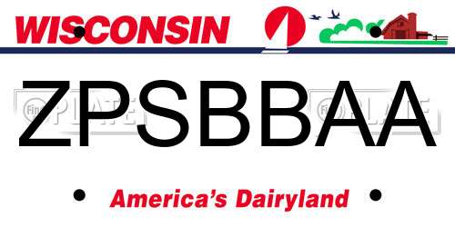 ZPSBBAA Wisconsin License Plate